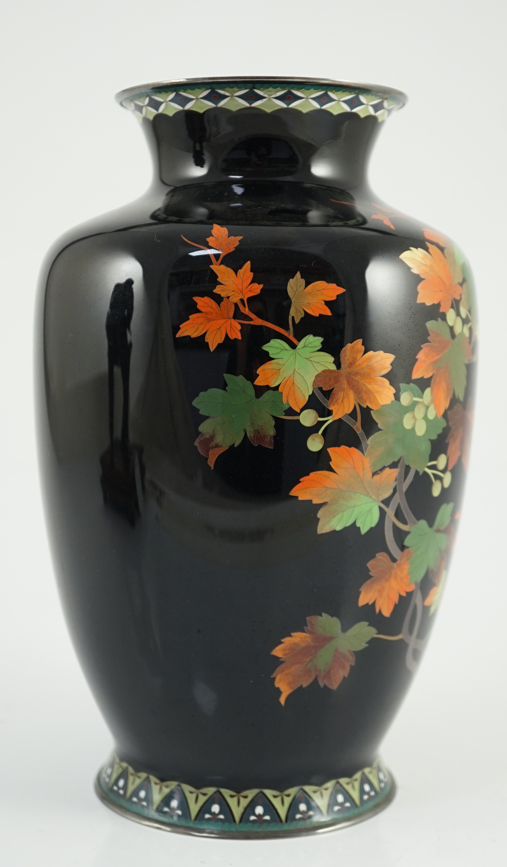 A Japanese silver wire cloisonné enamel vase, third quarter 20th century, 24cm high